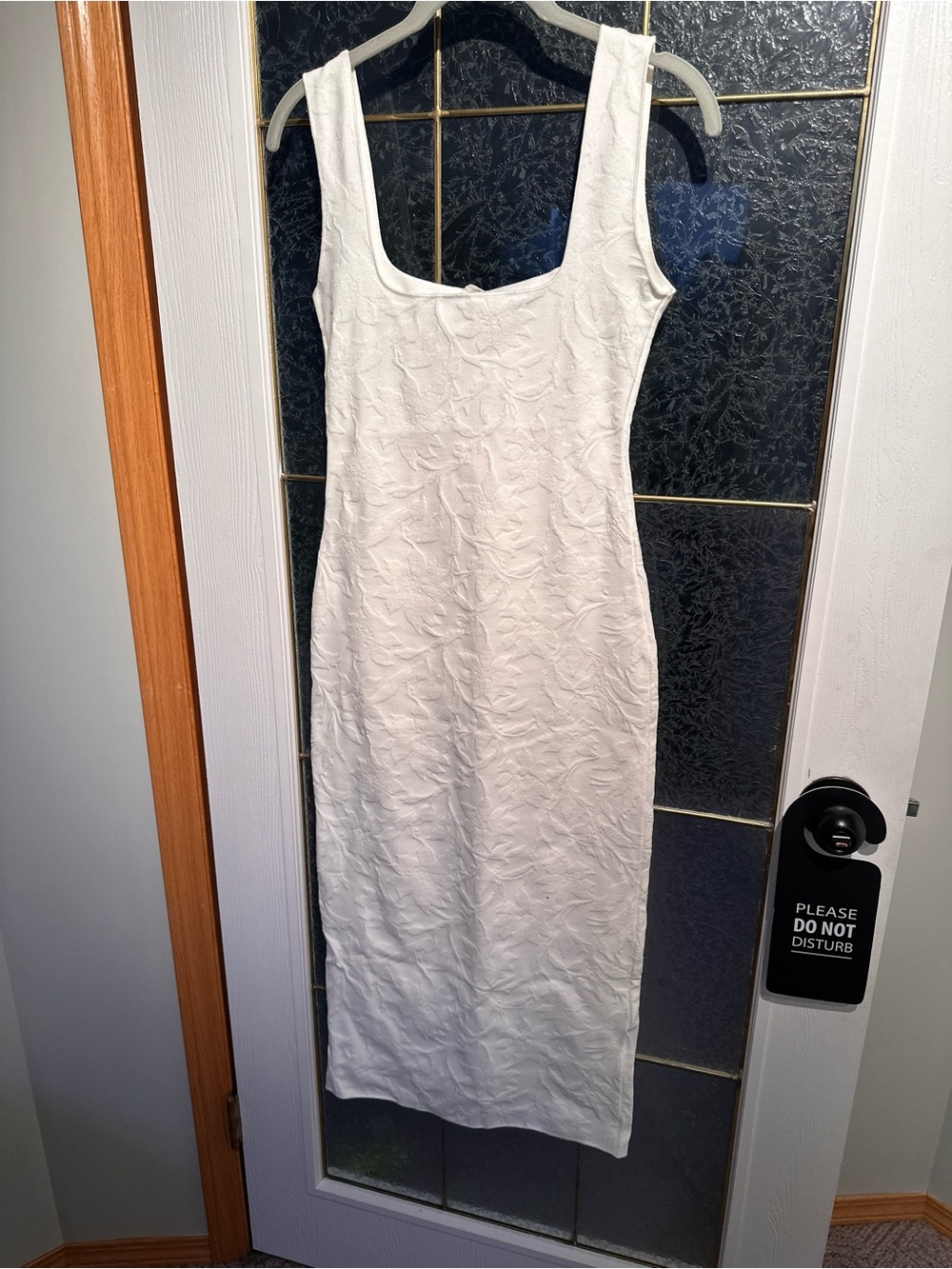 Zara white Textured Scoop Neck Midi Dress